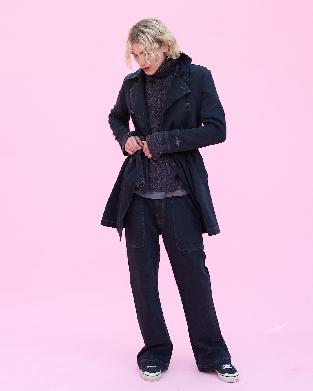 Skinny Denim Trench in Midnight Wash