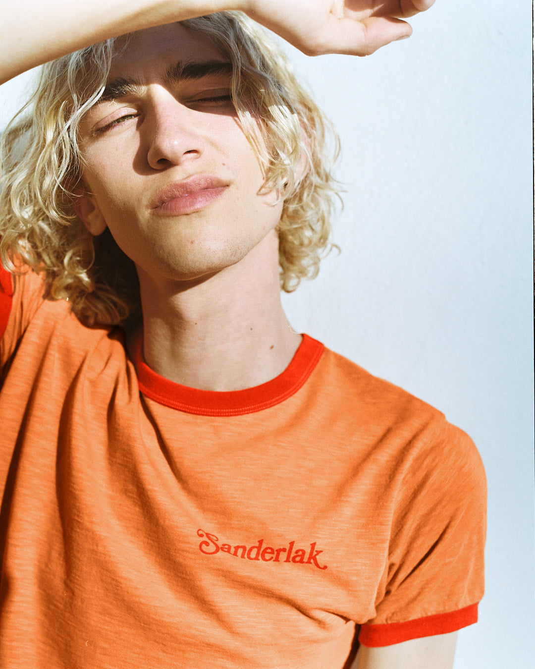 Contrast Rib Tee in Peach