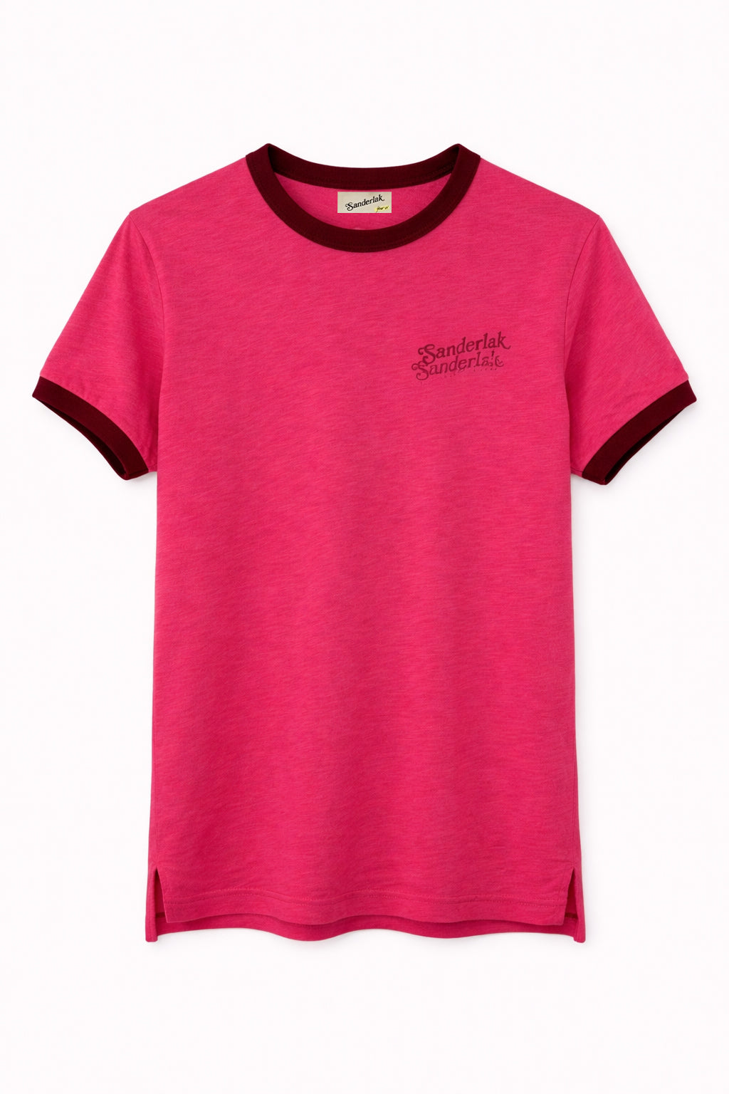 Contrast Rib Tee in Crimson Tide