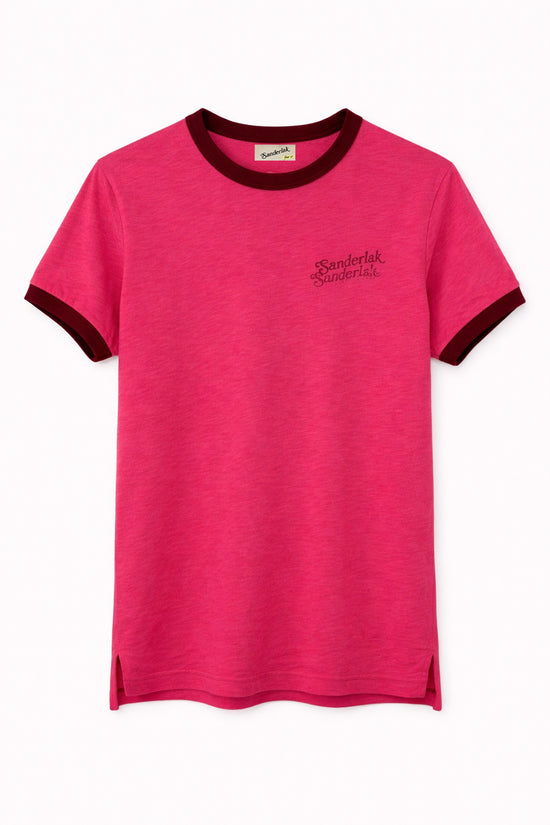Contrast Rib Tee in Crimson Tide