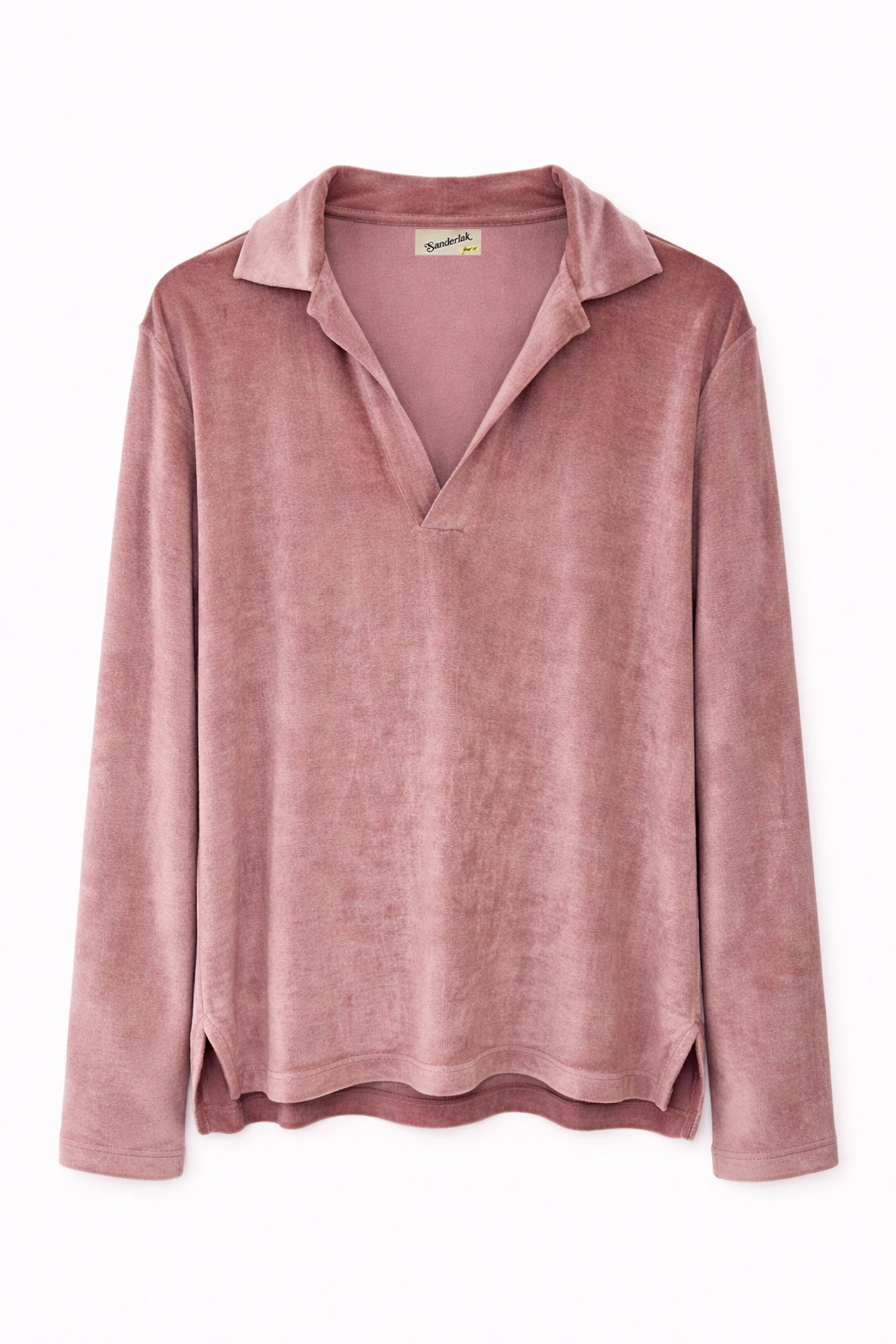 Velvet Deep V Polo in Strawberry Milkshake