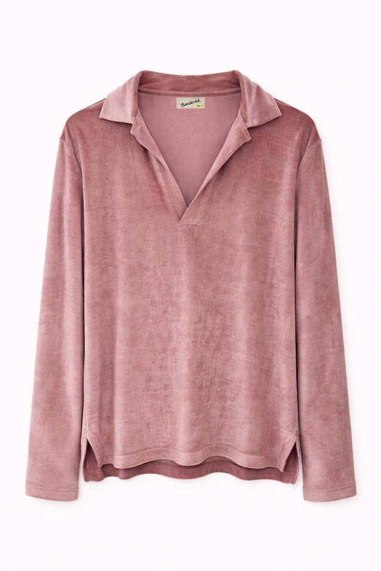 Velvet Deep V Polo in Strawberry Milkshake