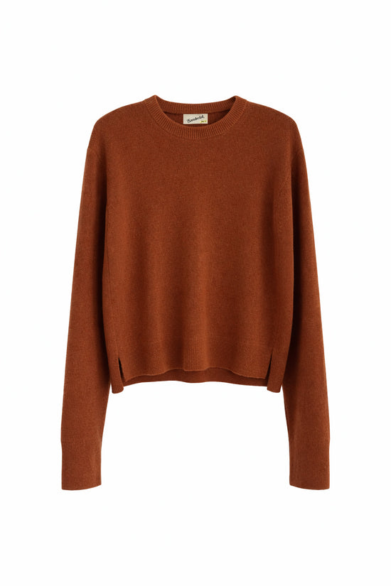 Cropped Crewneck Sweater in Rust