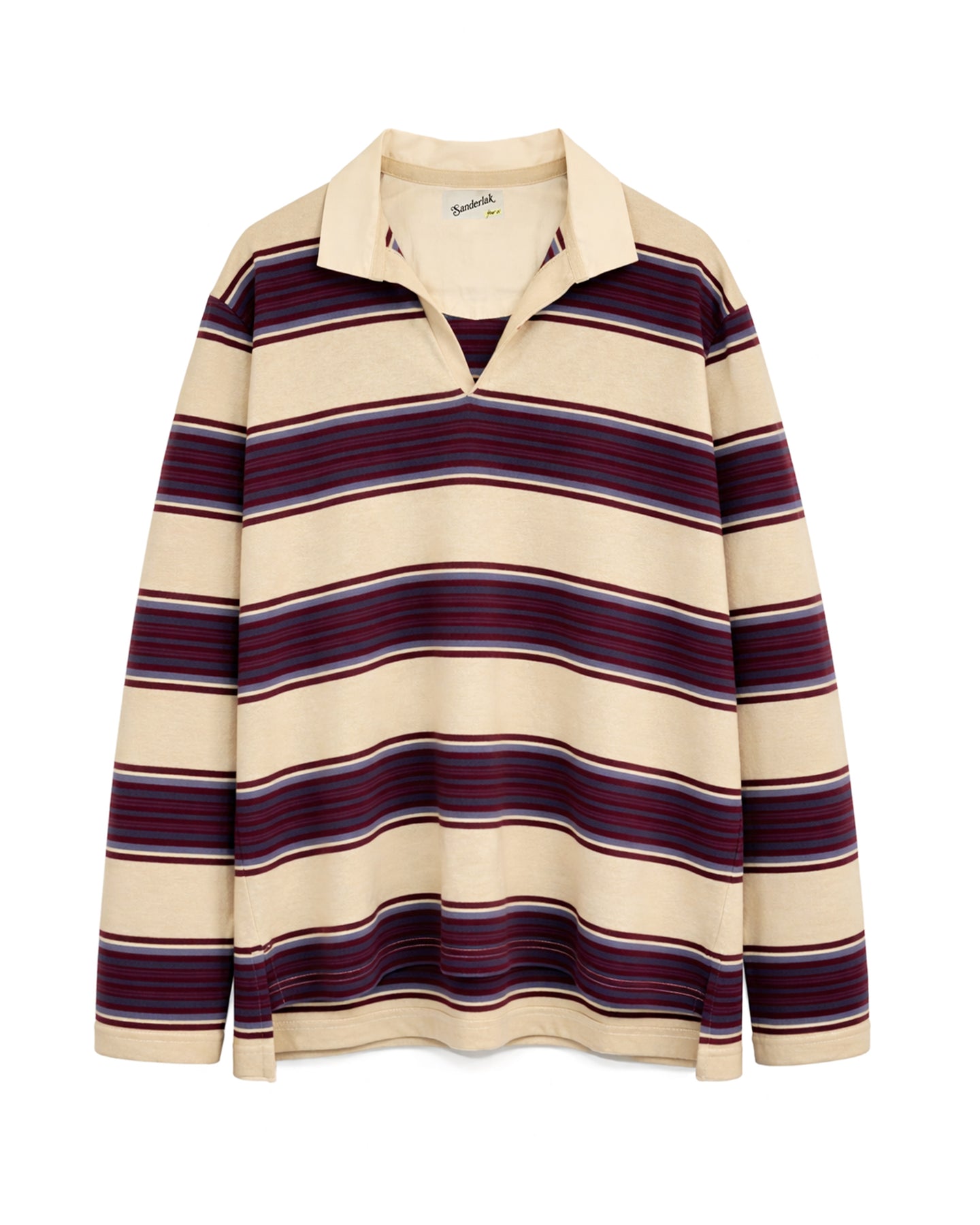 Striped Jersey Polo in Aubergine