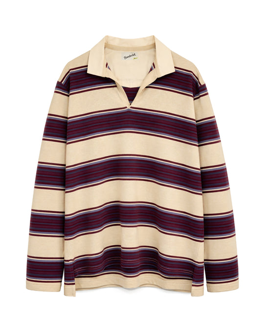Striped Jersey Polo in Aubergine