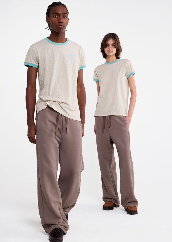 Contrast Rib Tee in Ecru