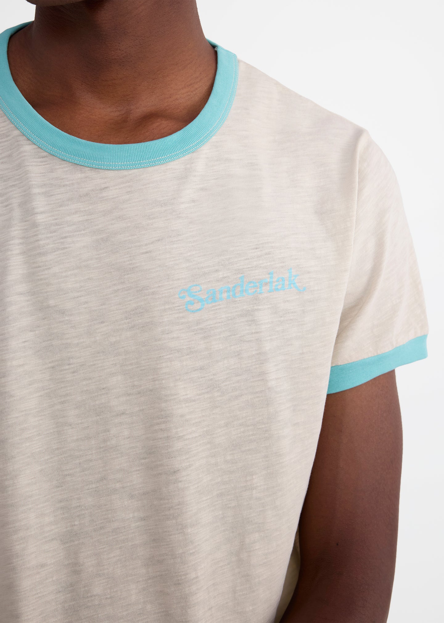 Contrast Rib Tee in Ecru