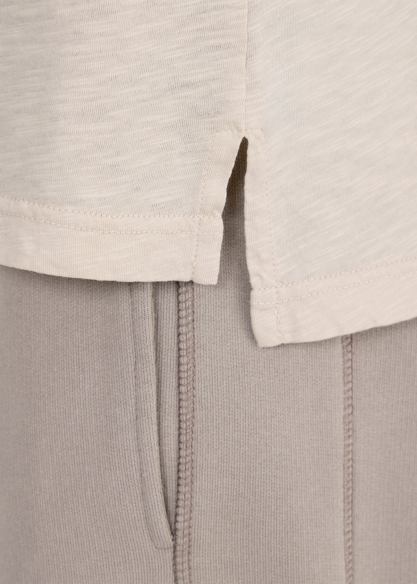 Contrast Rib Tee in Ecru