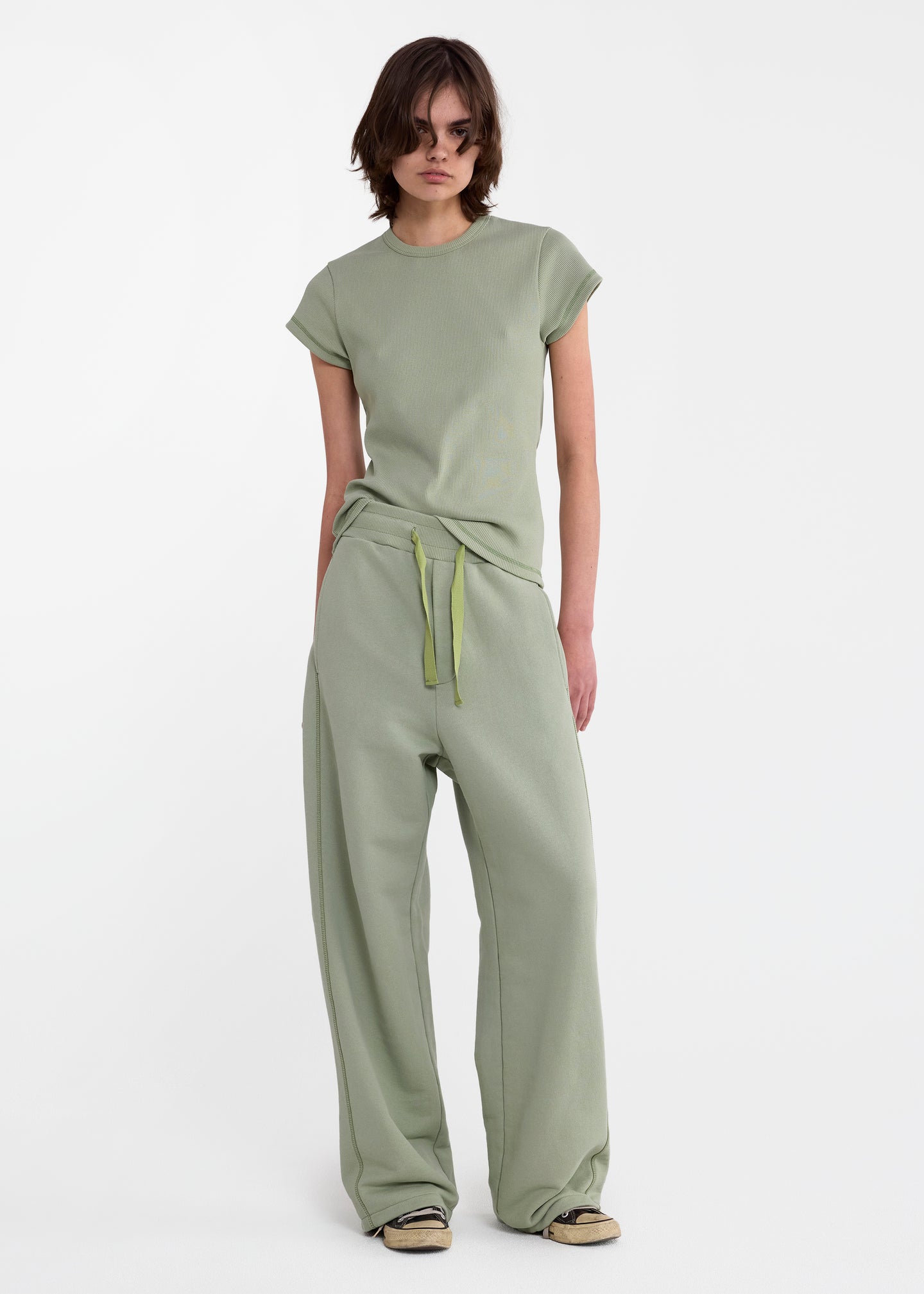 Skinny Rib Tee in Desert Sage