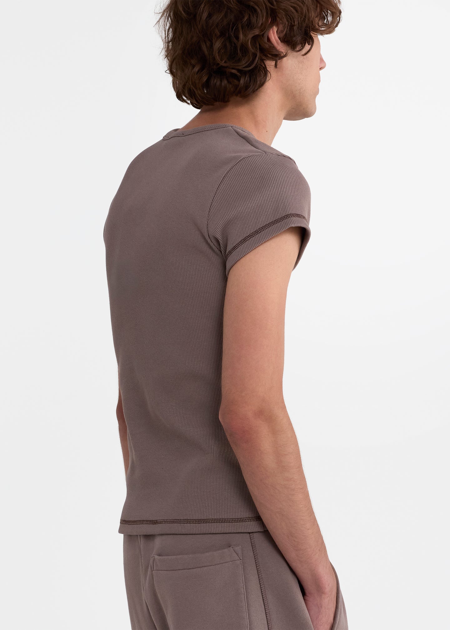 Skinny Rib Tee in Grey