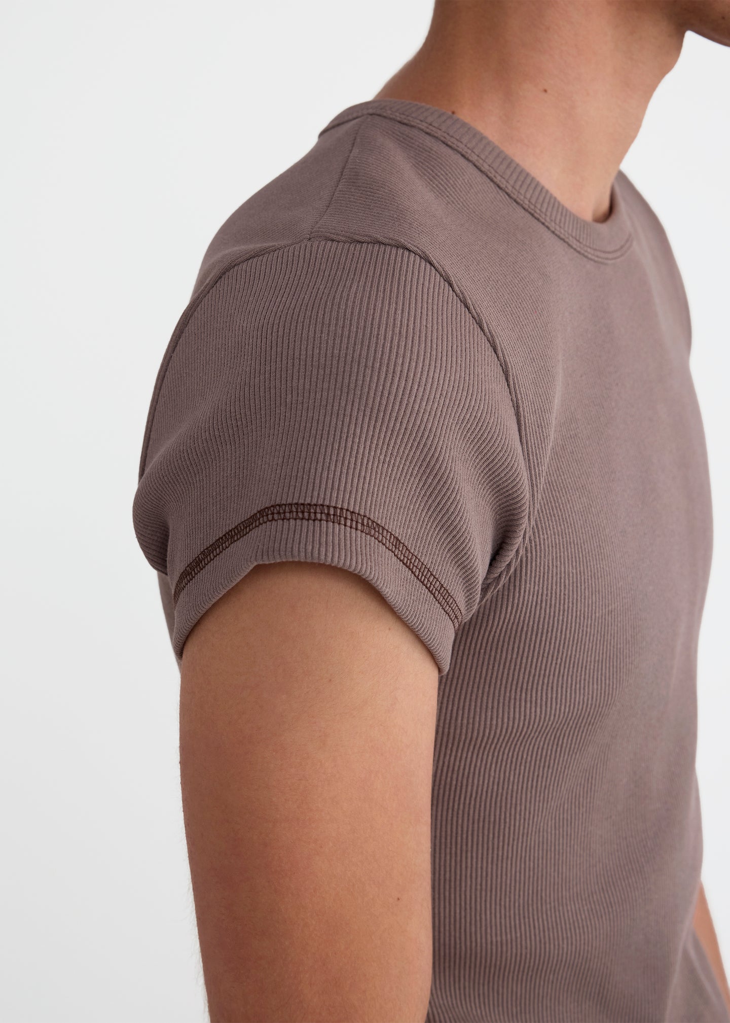 Skinny Rib Tee in Grey