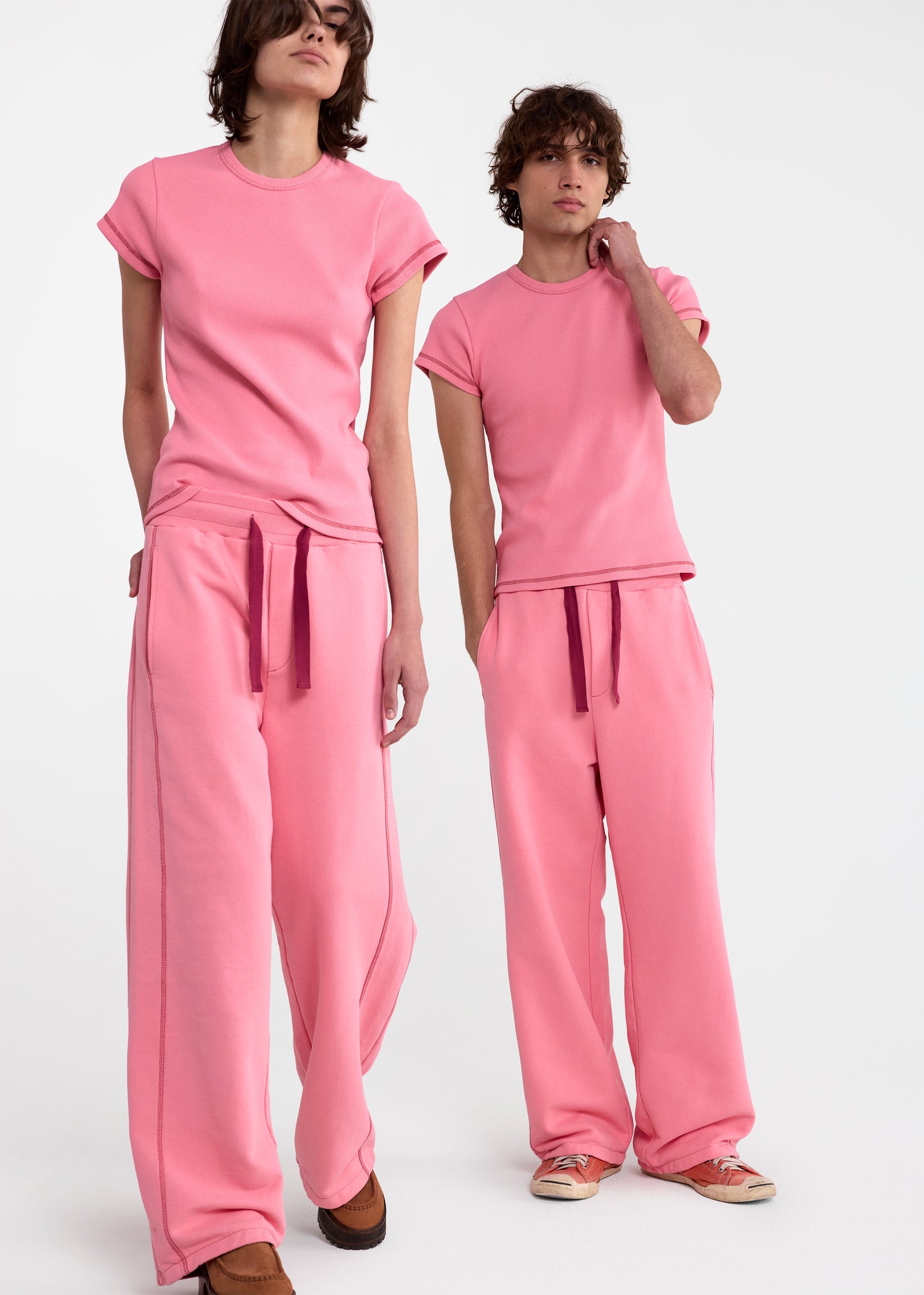 Skinny Rib Tee in Pink