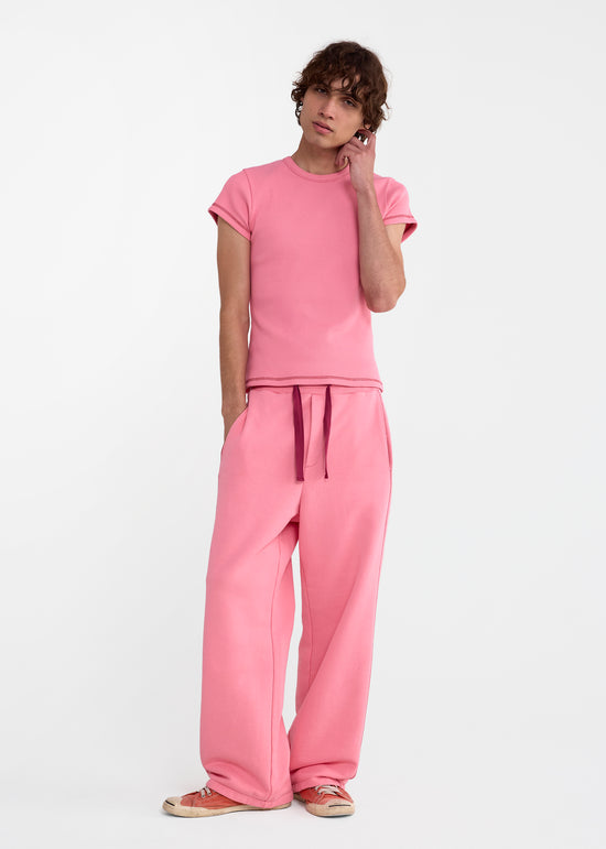 Skinny Rib Tee in Pink