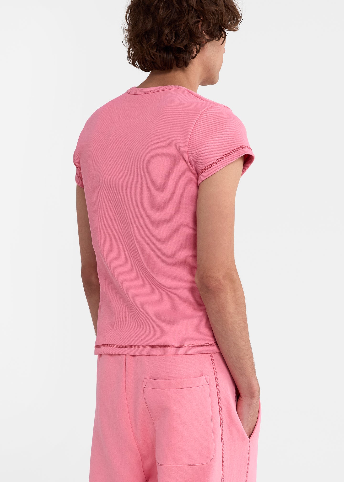 Skinny Rib Tee in Pink