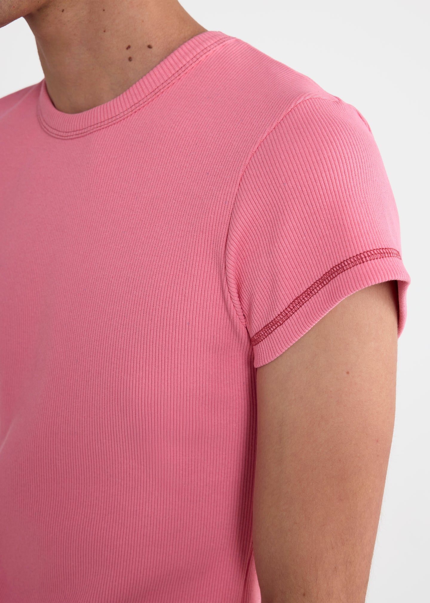 Skinny Rib Tee in Pink