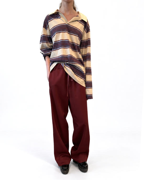 Striped Jersey Polo in Aubergine