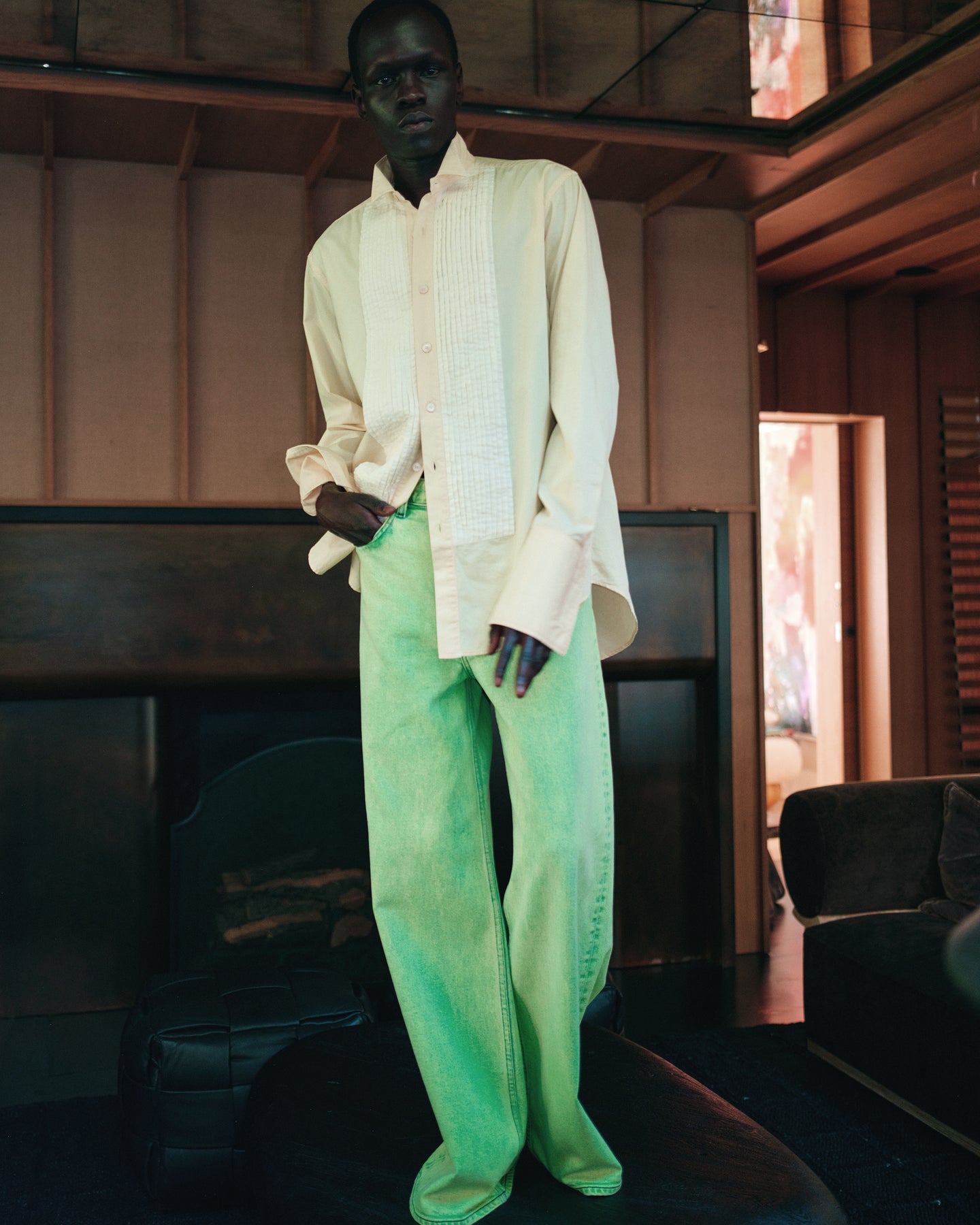 Wide Jean in Faded Neon