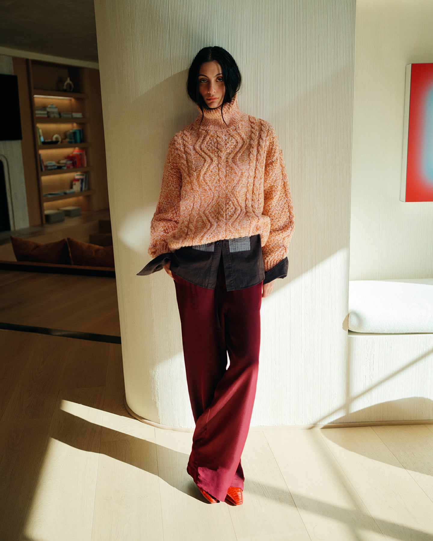 Fluid Drawstring Pants in Aubergine