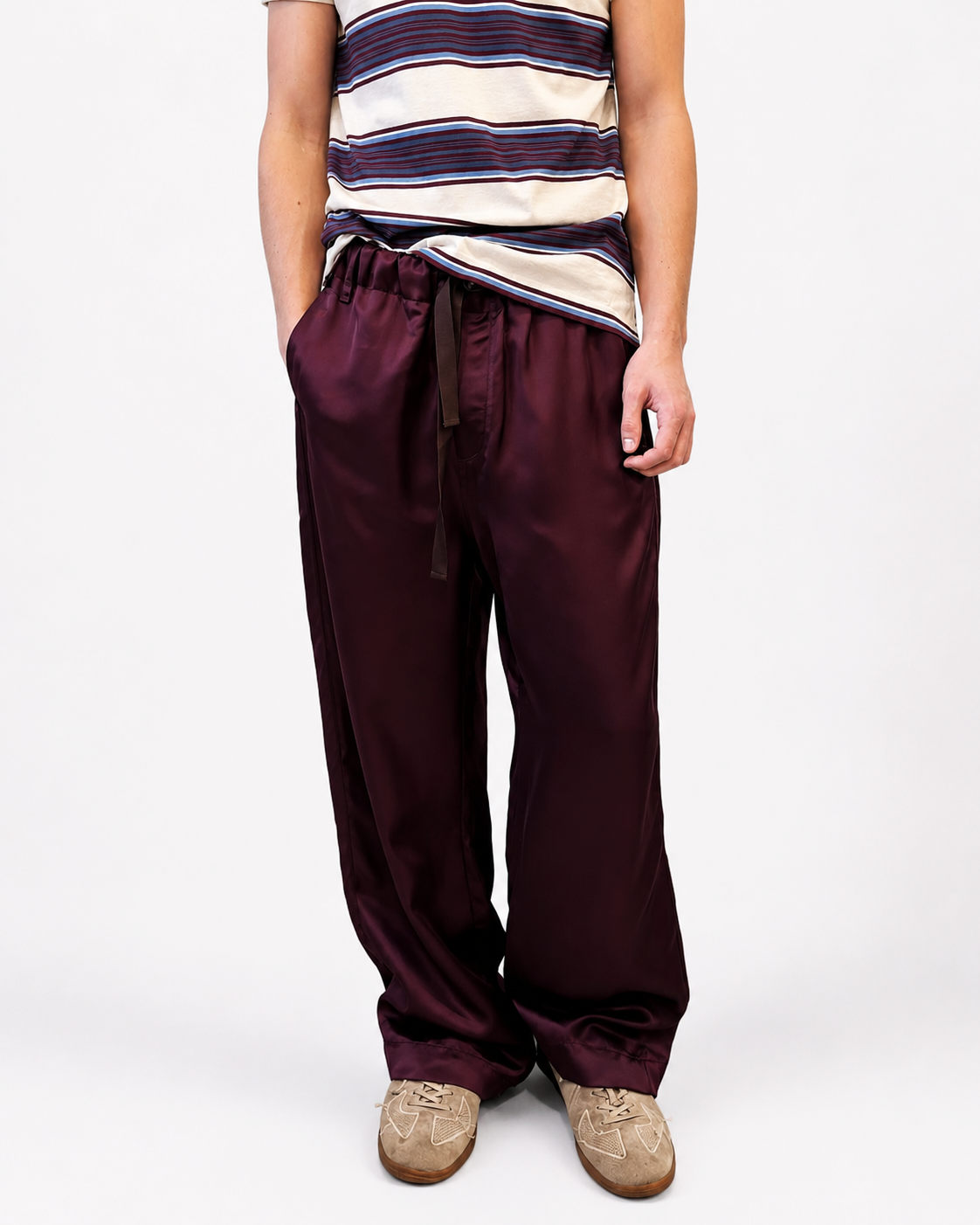 Fluid Drawstring Pants in Aubergine
