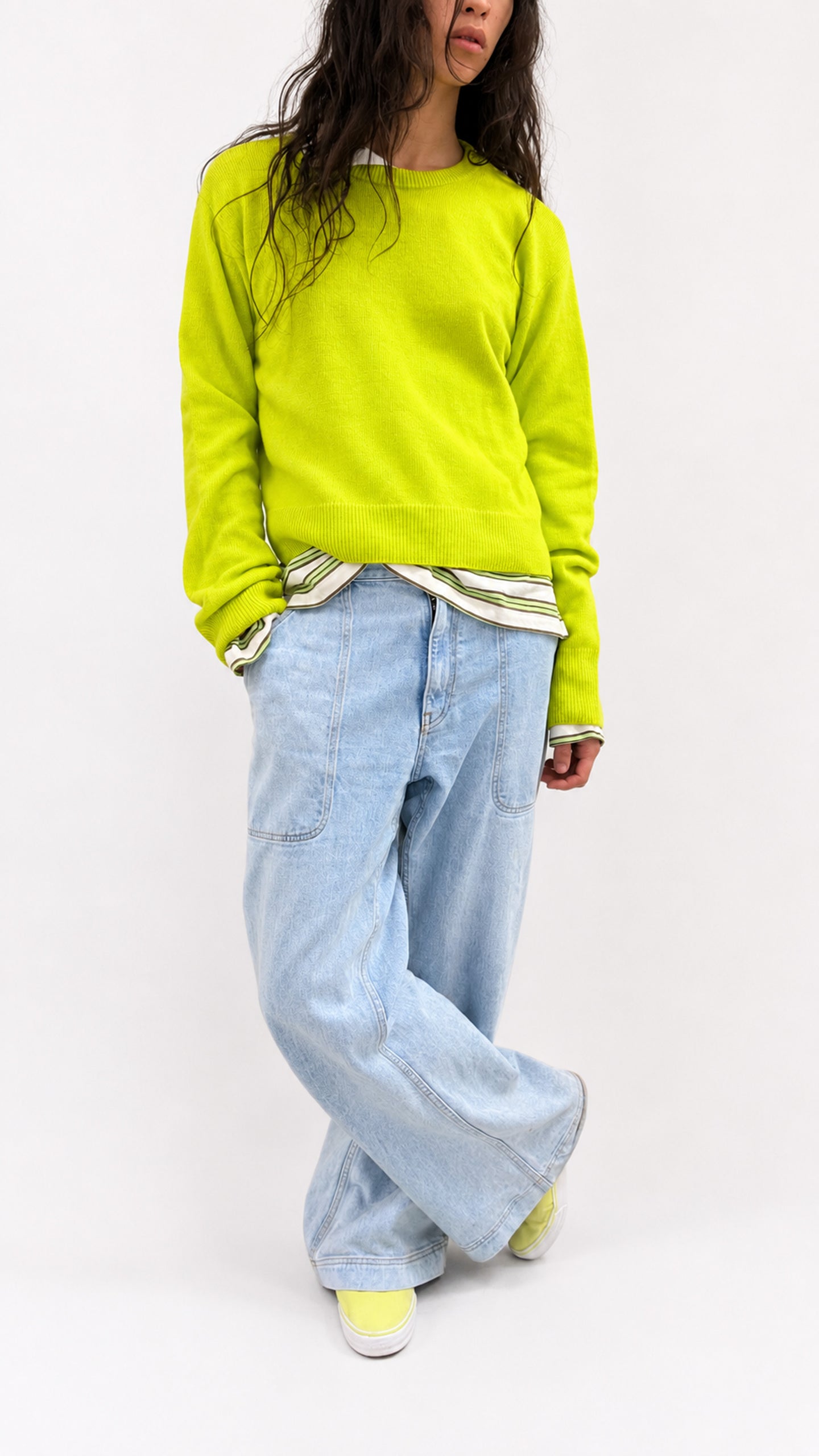 Cropped Crewneck in Neon