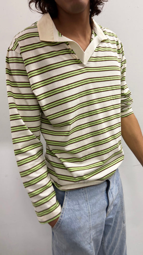 Striped Jersey Polo in Vintage Neon