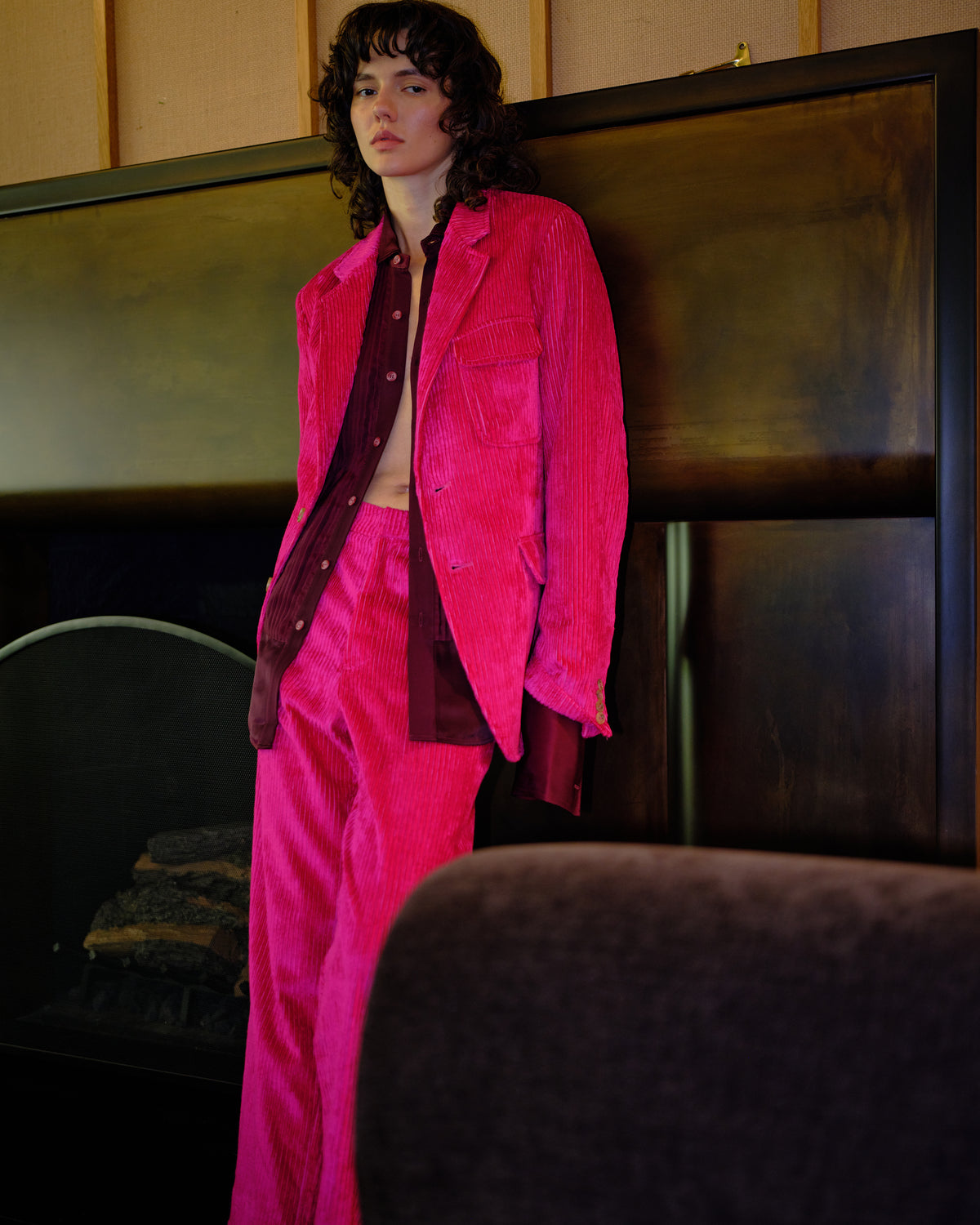 Tailored Cropped Pants in Pink Cadillac