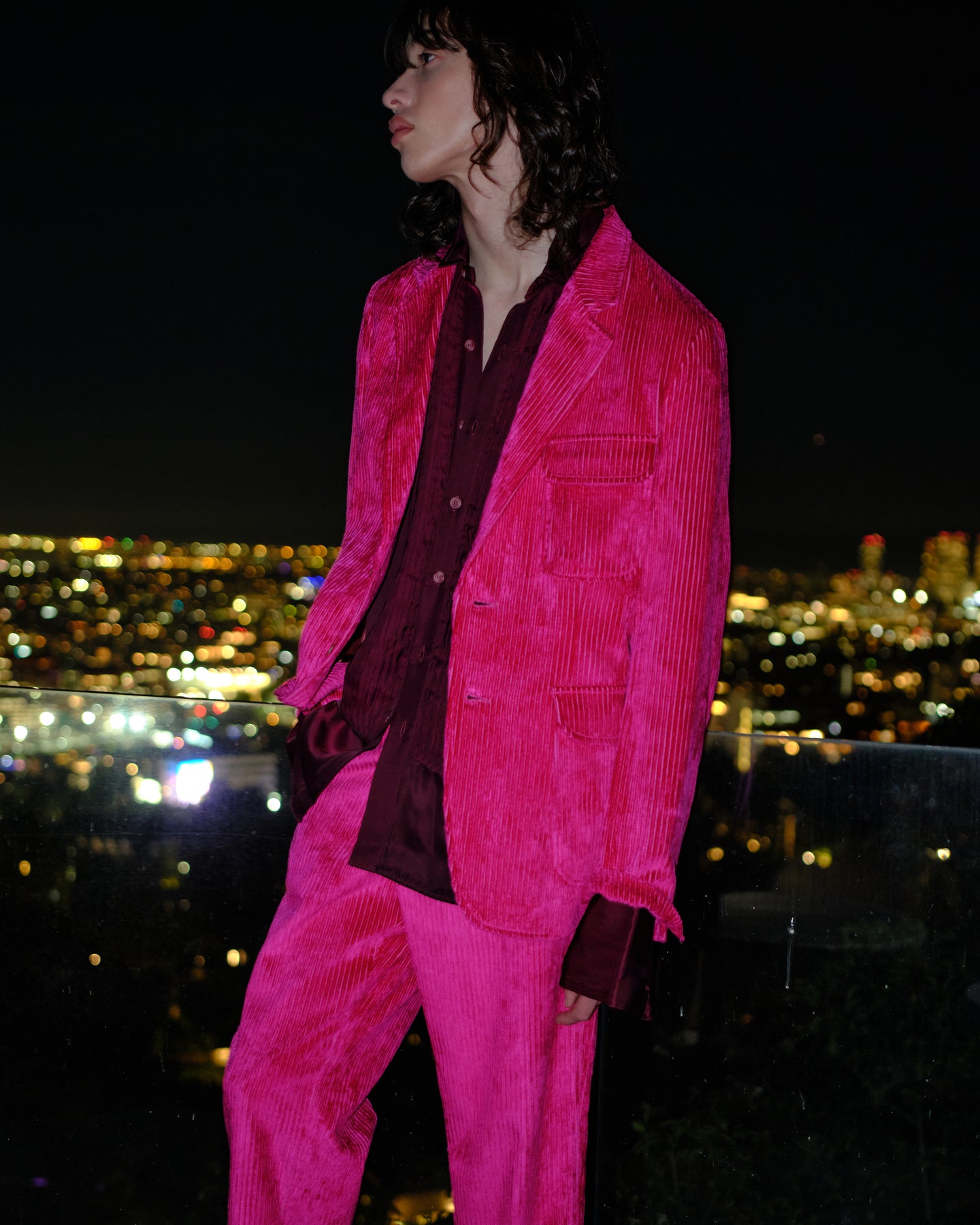 Tailored Lined Blazer in Pink Cadillac