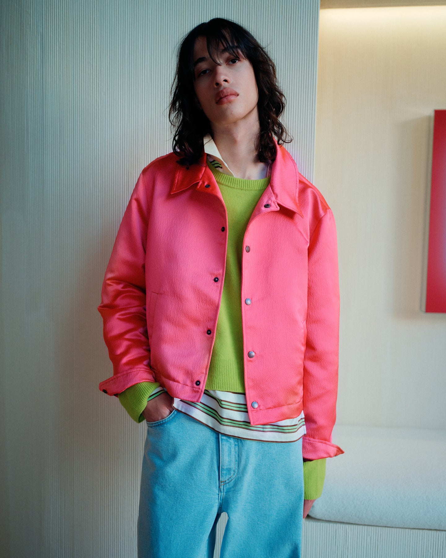 Hammered Coach Jacket in Beverly Pink