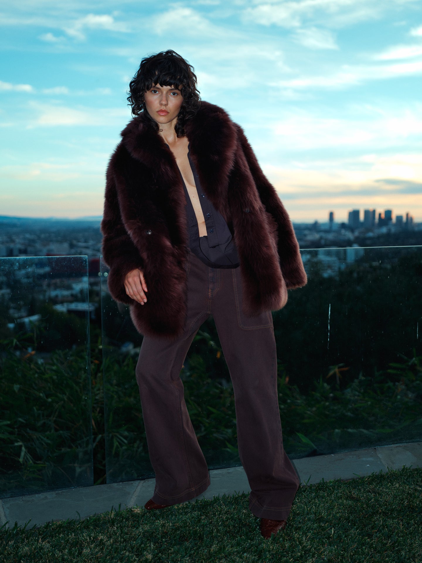 Shearling Coat in Brownstone