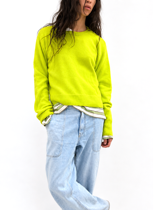 Cropped Crewneck in Neon