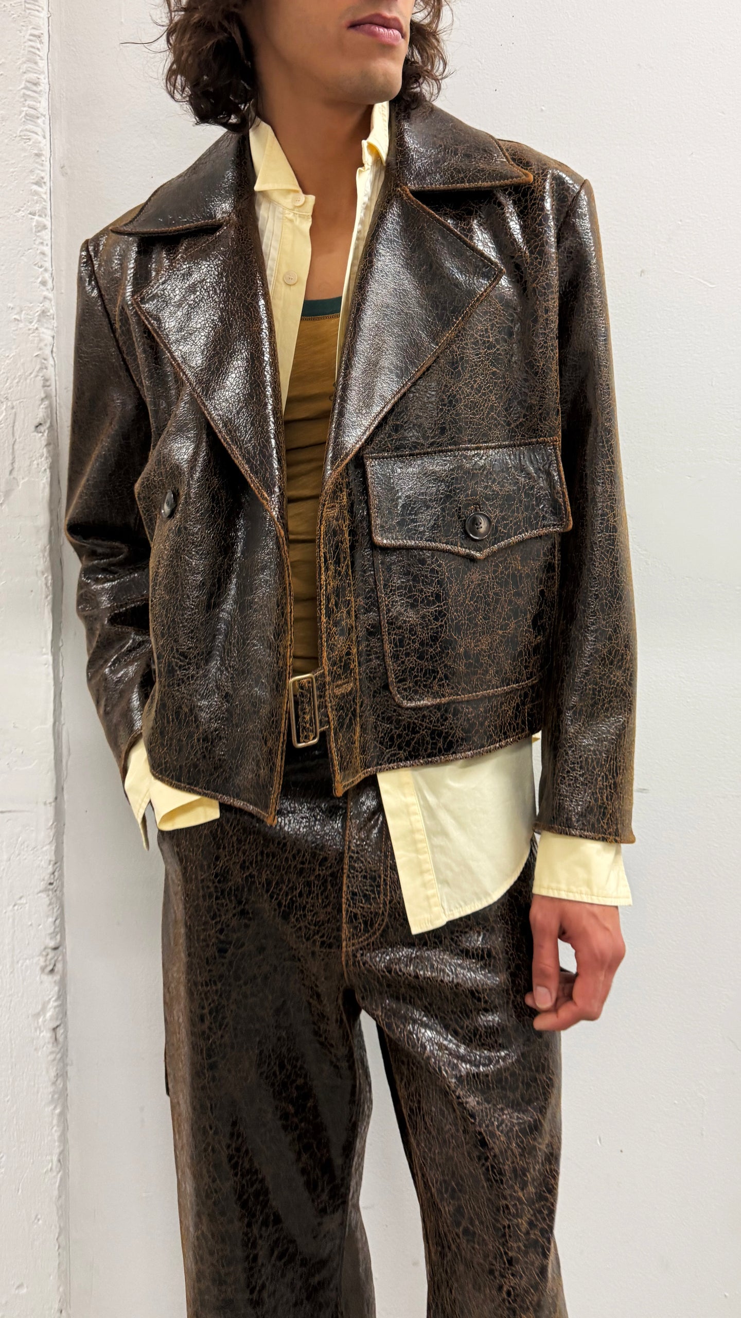 Leather Moto Jacket in Dark Chocolate