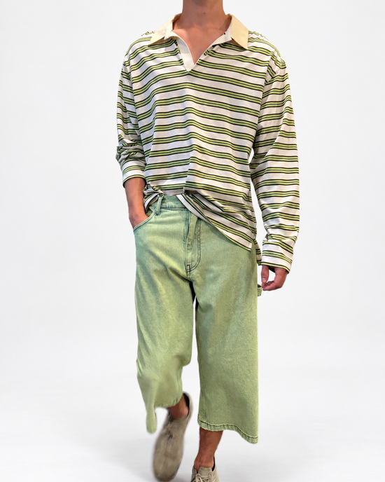 Striped Jersey Polo in Vintage Neon