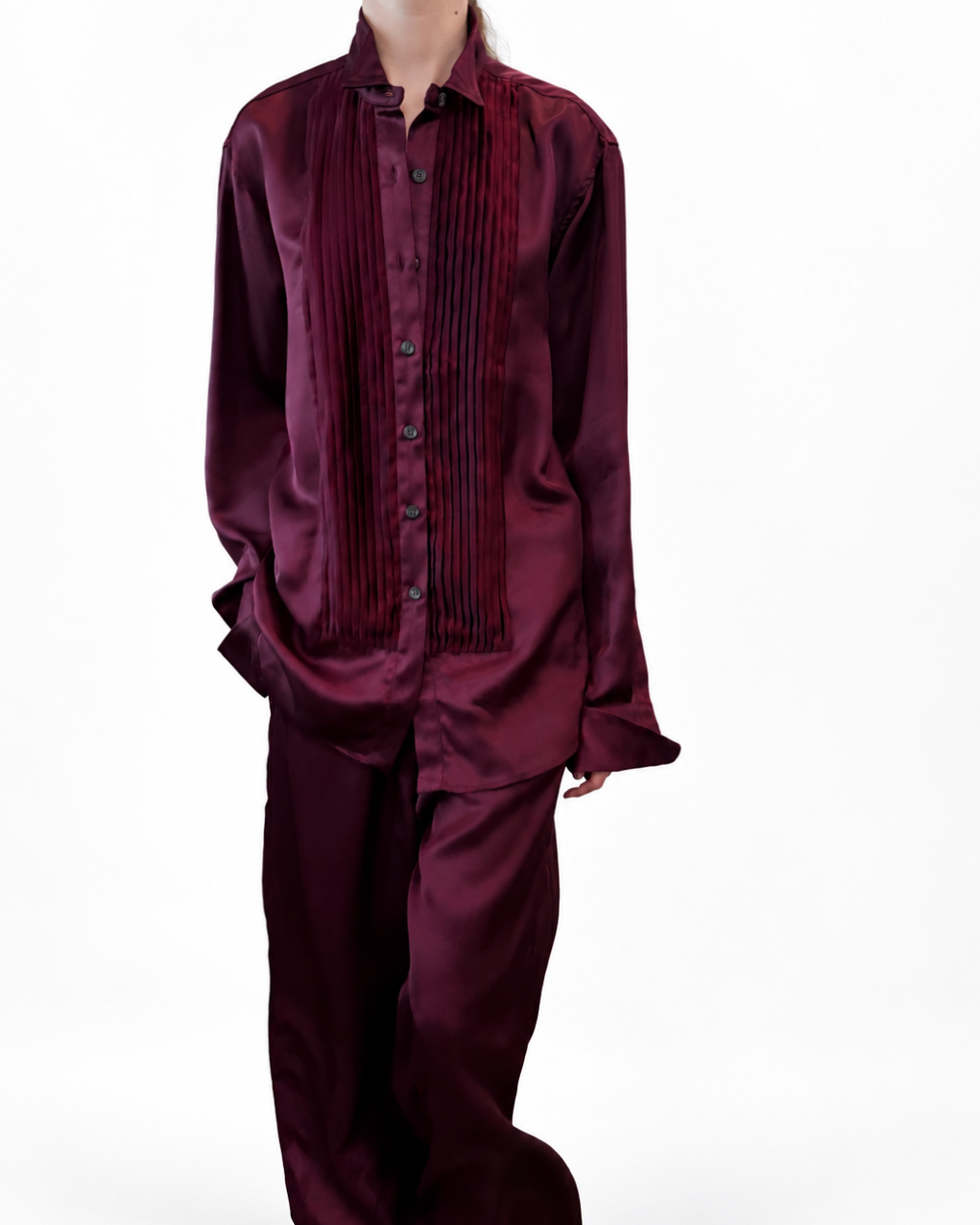 Fluid Tux Shirt in Aubergine