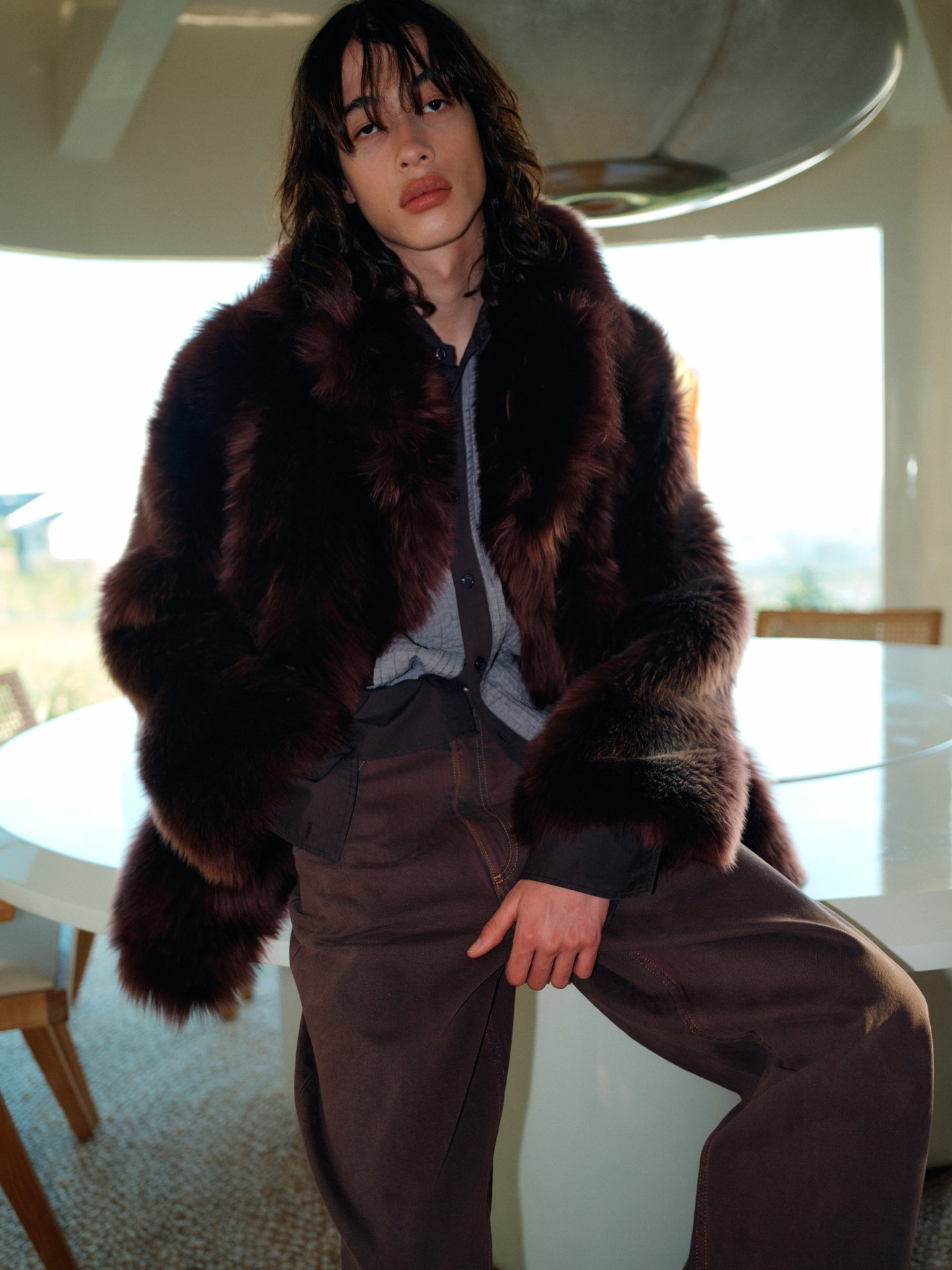 Shearling Coat in Brownstone