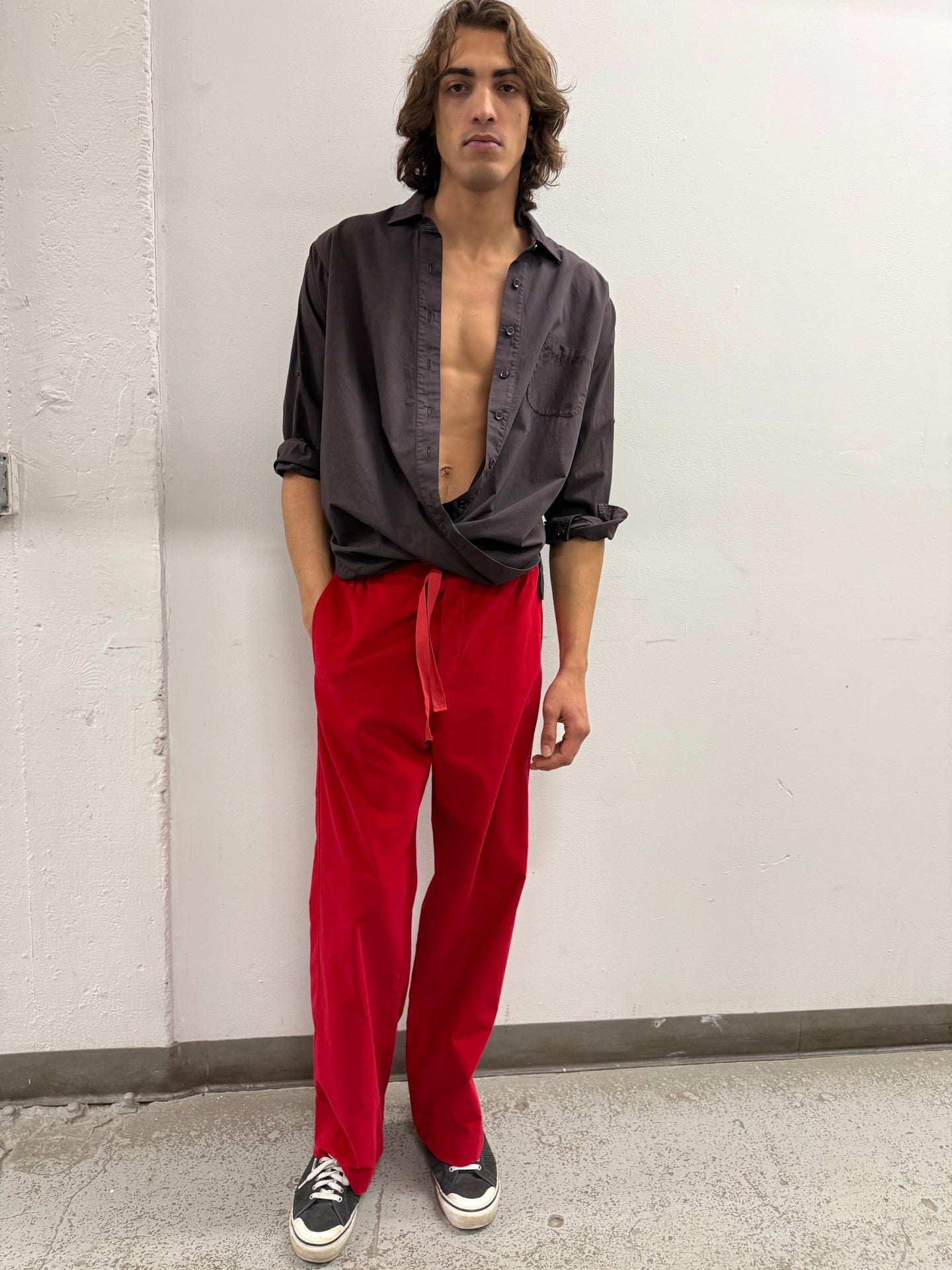 Cord Drawstring Pants in Red Carpet