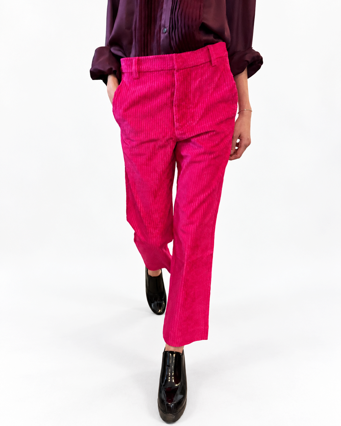 Tailored Cropped Pants in Pink Cadillac