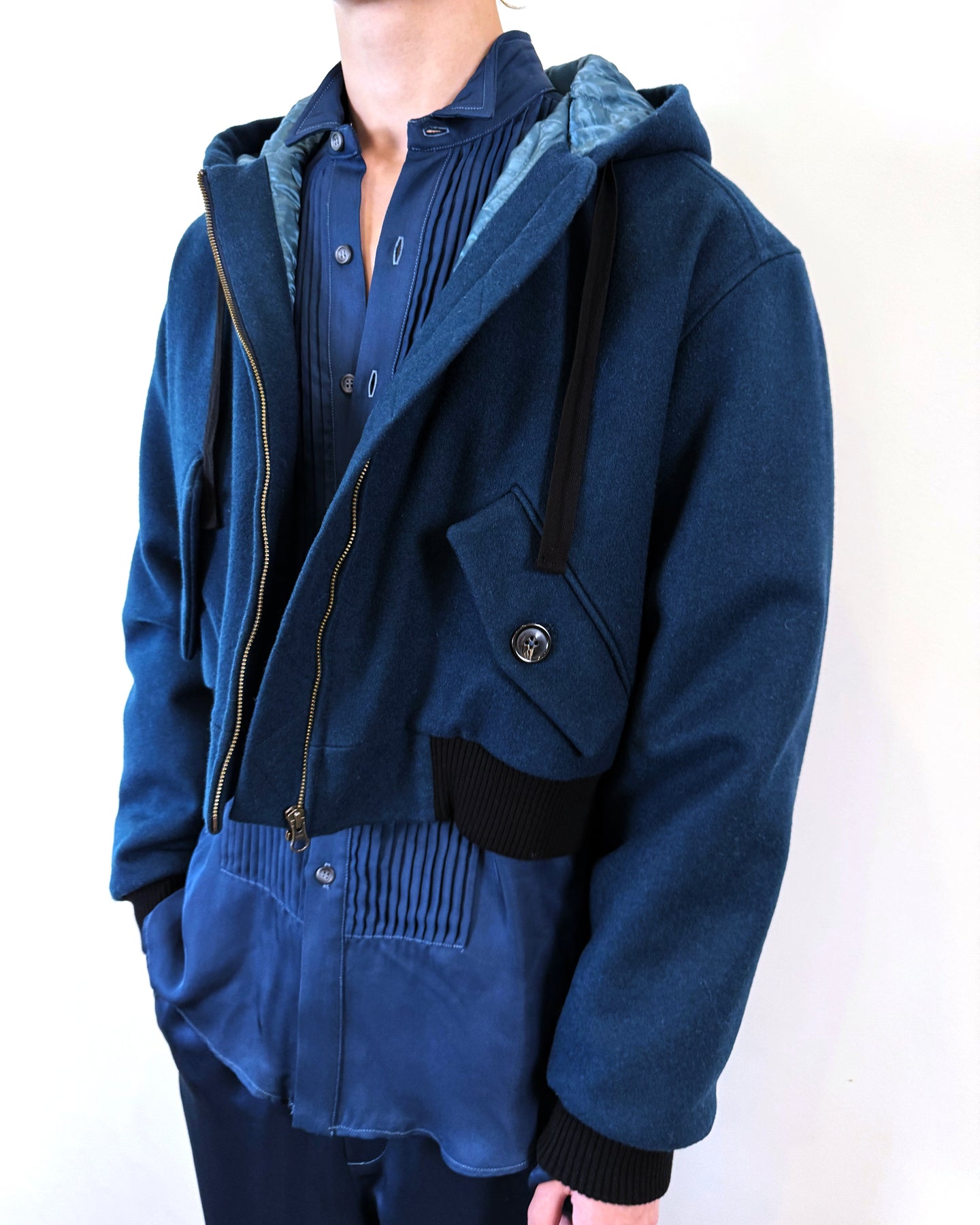 Felt Bomber Jacket in Blue