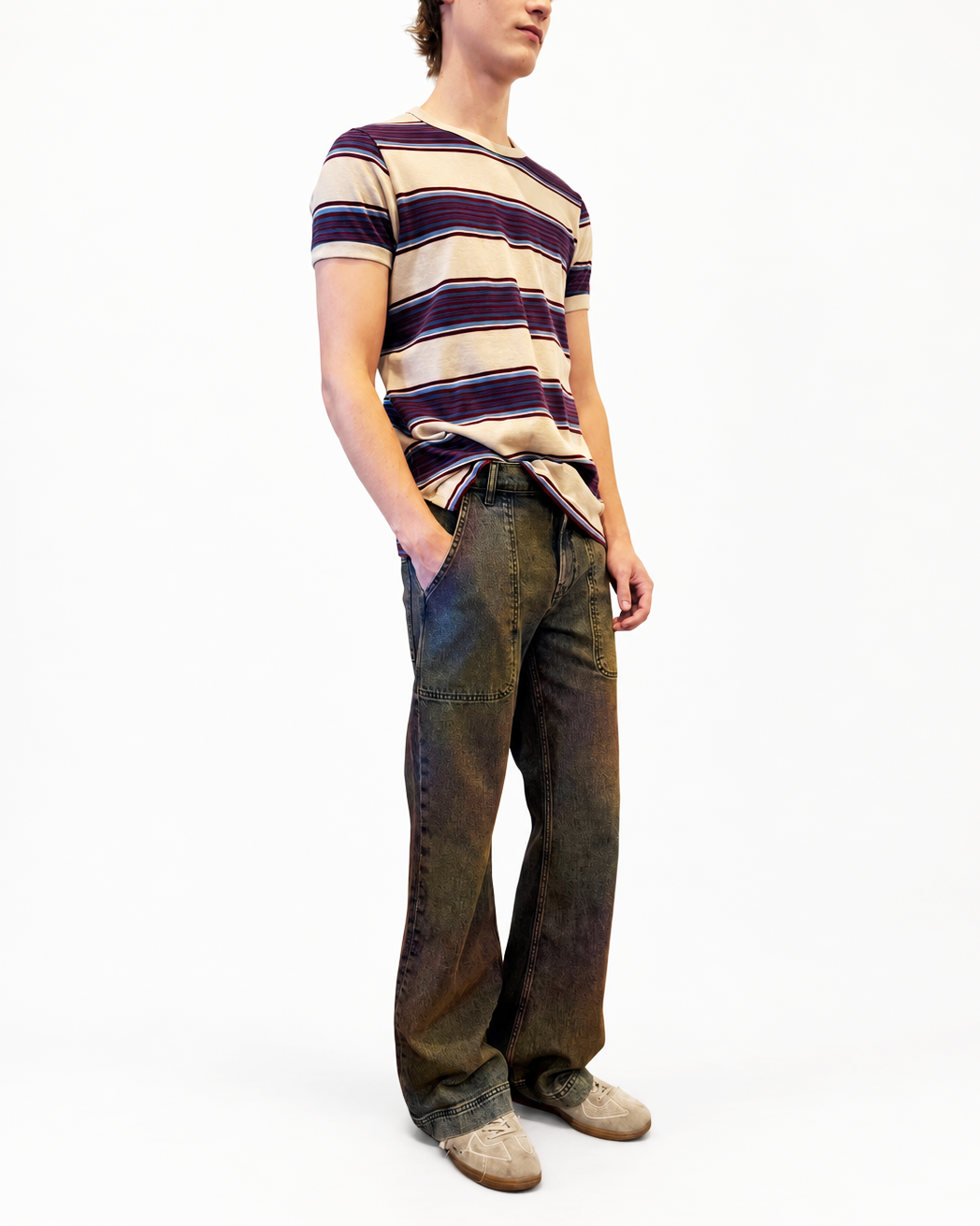 Utility Flare Jean in Multi Paint