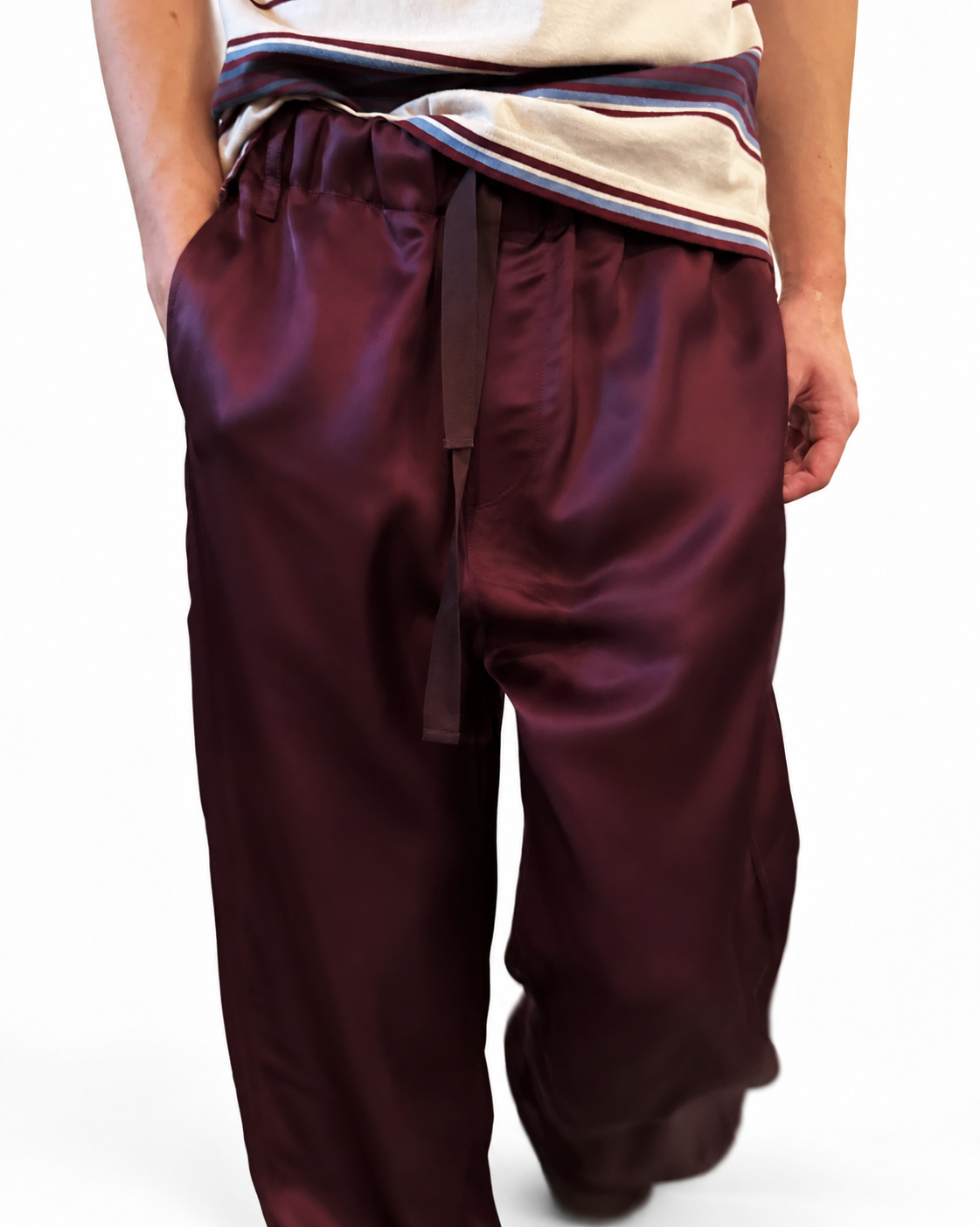 Fluid Drawstring Pants in Aubergine
