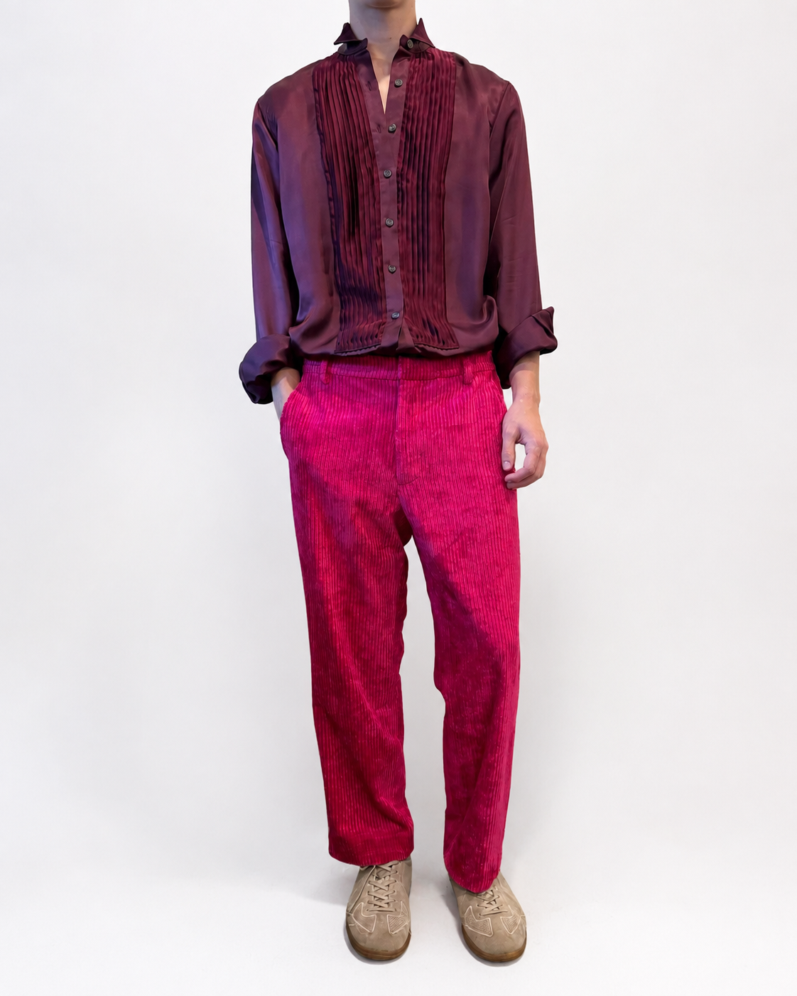 Tailored Cropped Pants in Pink Cadillac