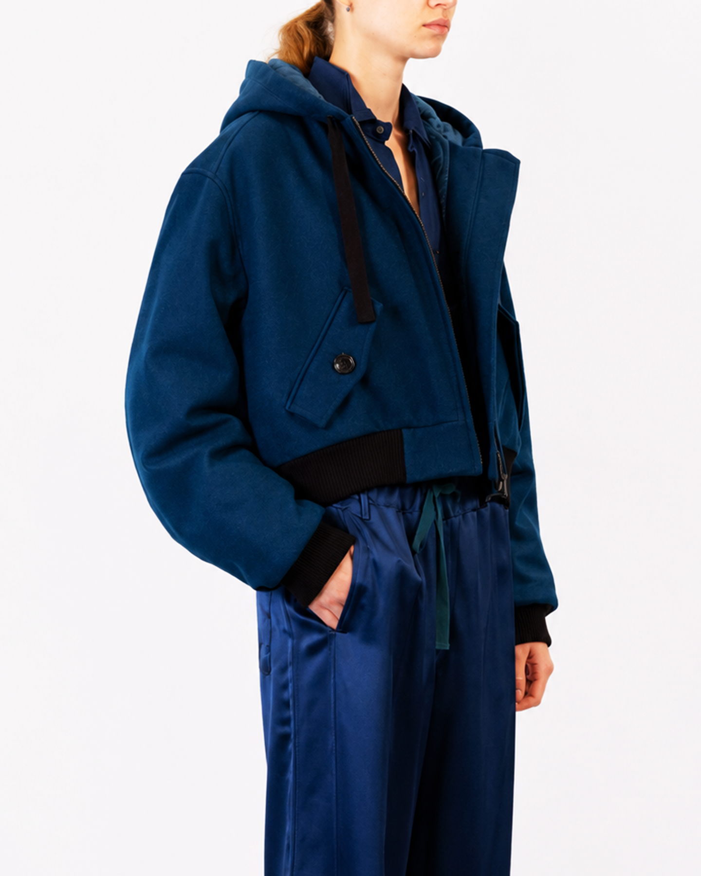 Felt Bomber Jacket in Blue
