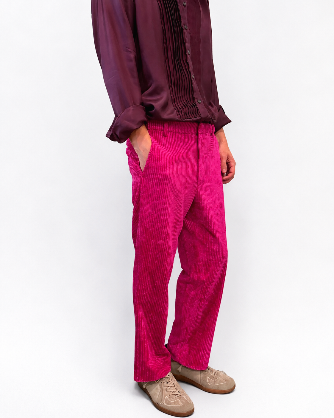 Tailored Cropped Pants in Pink Cadillac