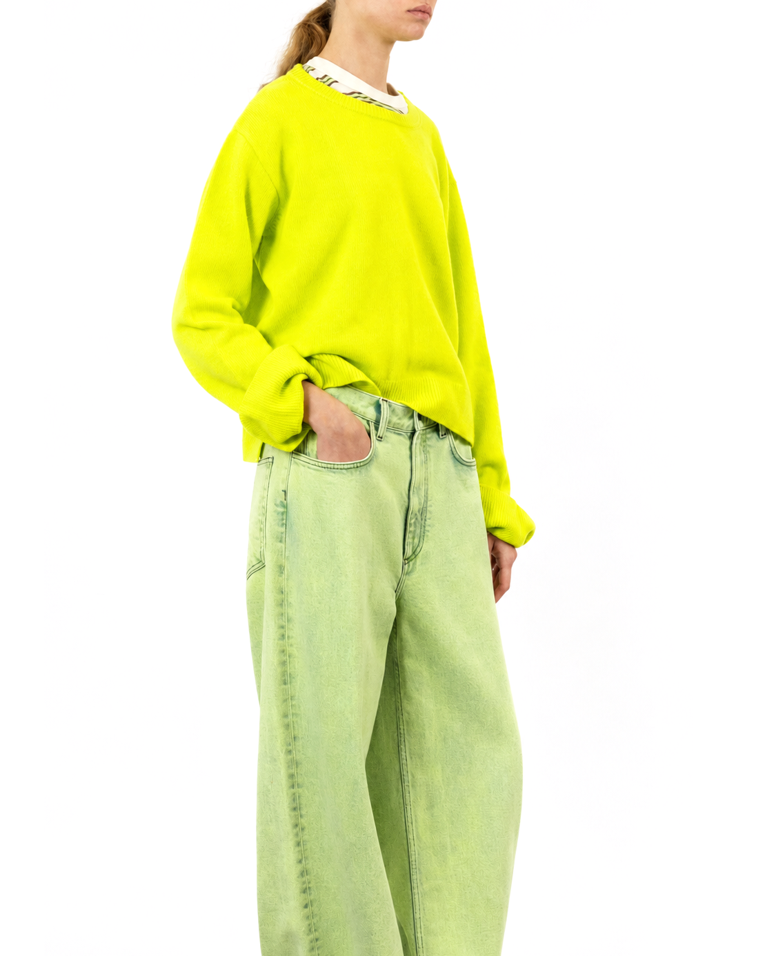 Cropped Crewneck in Neon