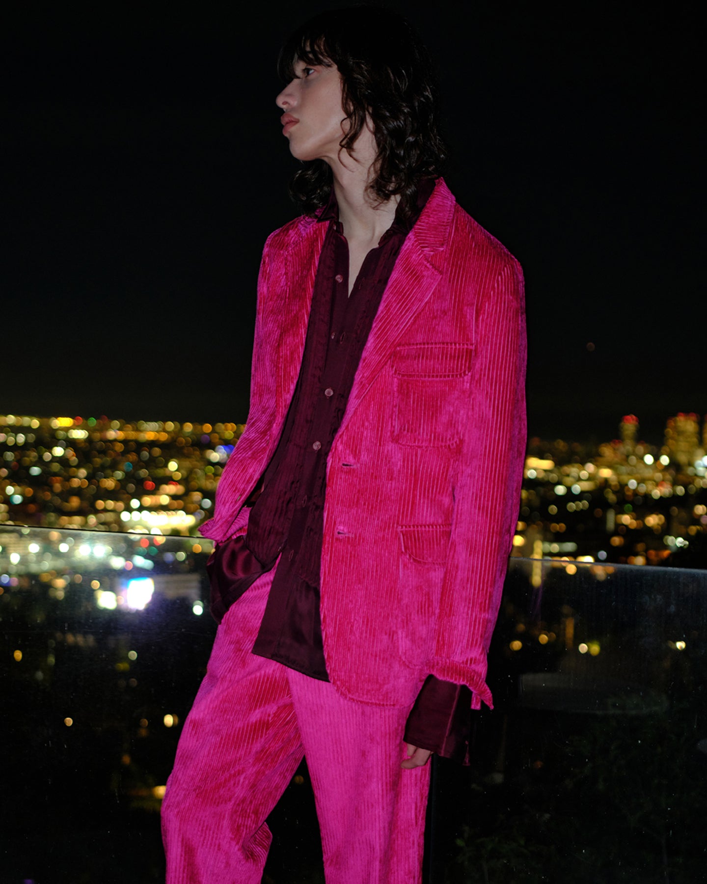 Fluid Tux Shirt in Aubergine