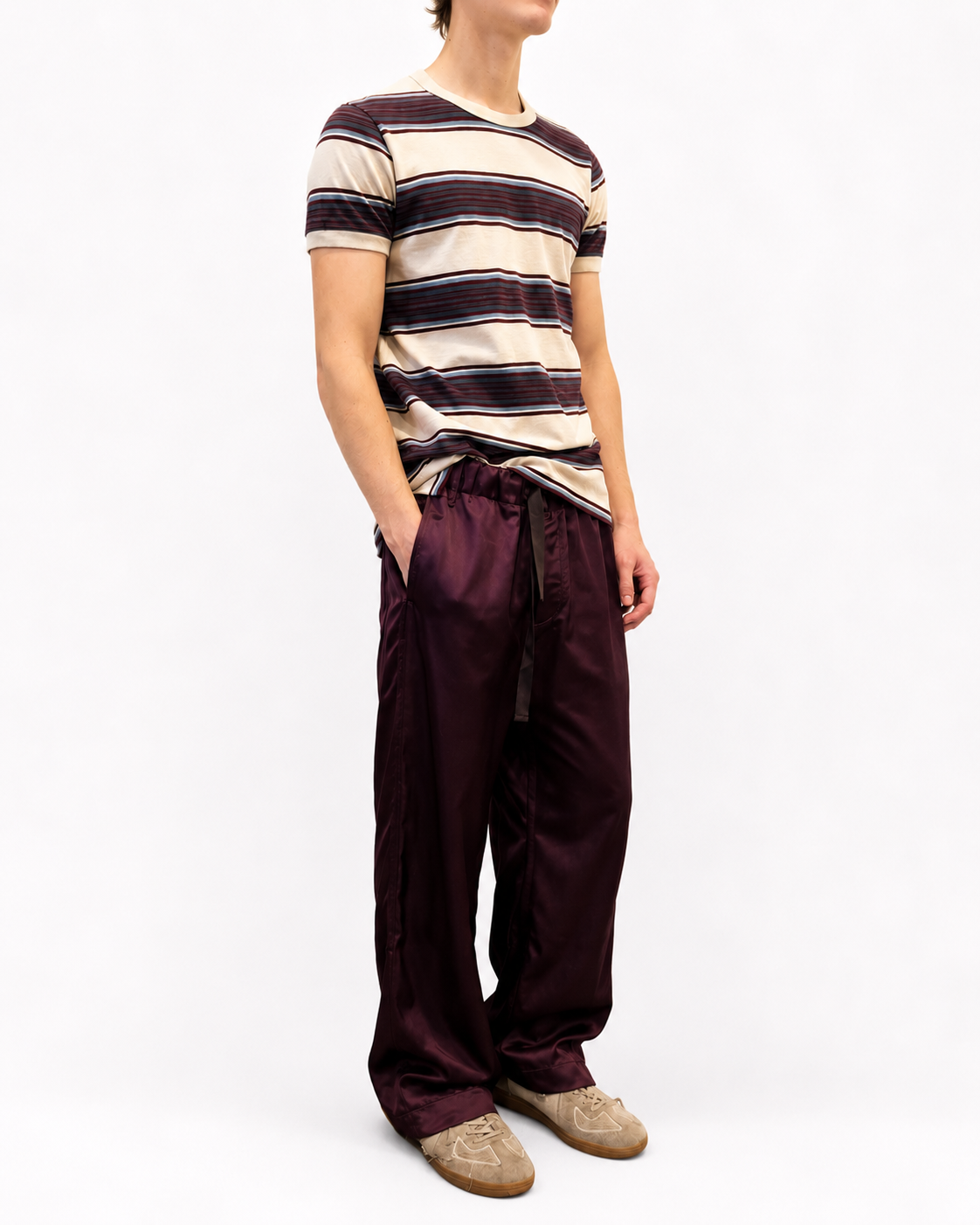 Fluid Drawstring Pants in Aubergine