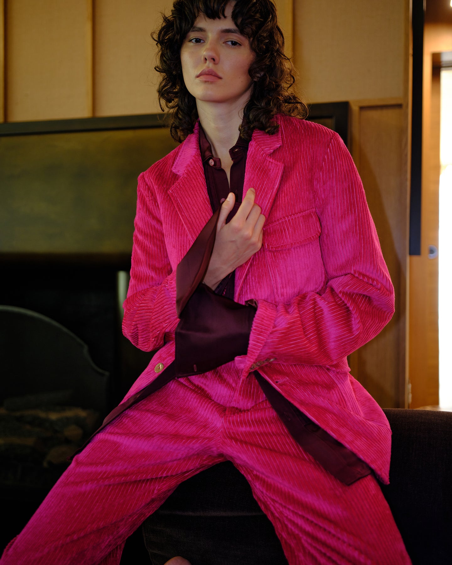 Tailored Lined Blazer in Pink Cadillac