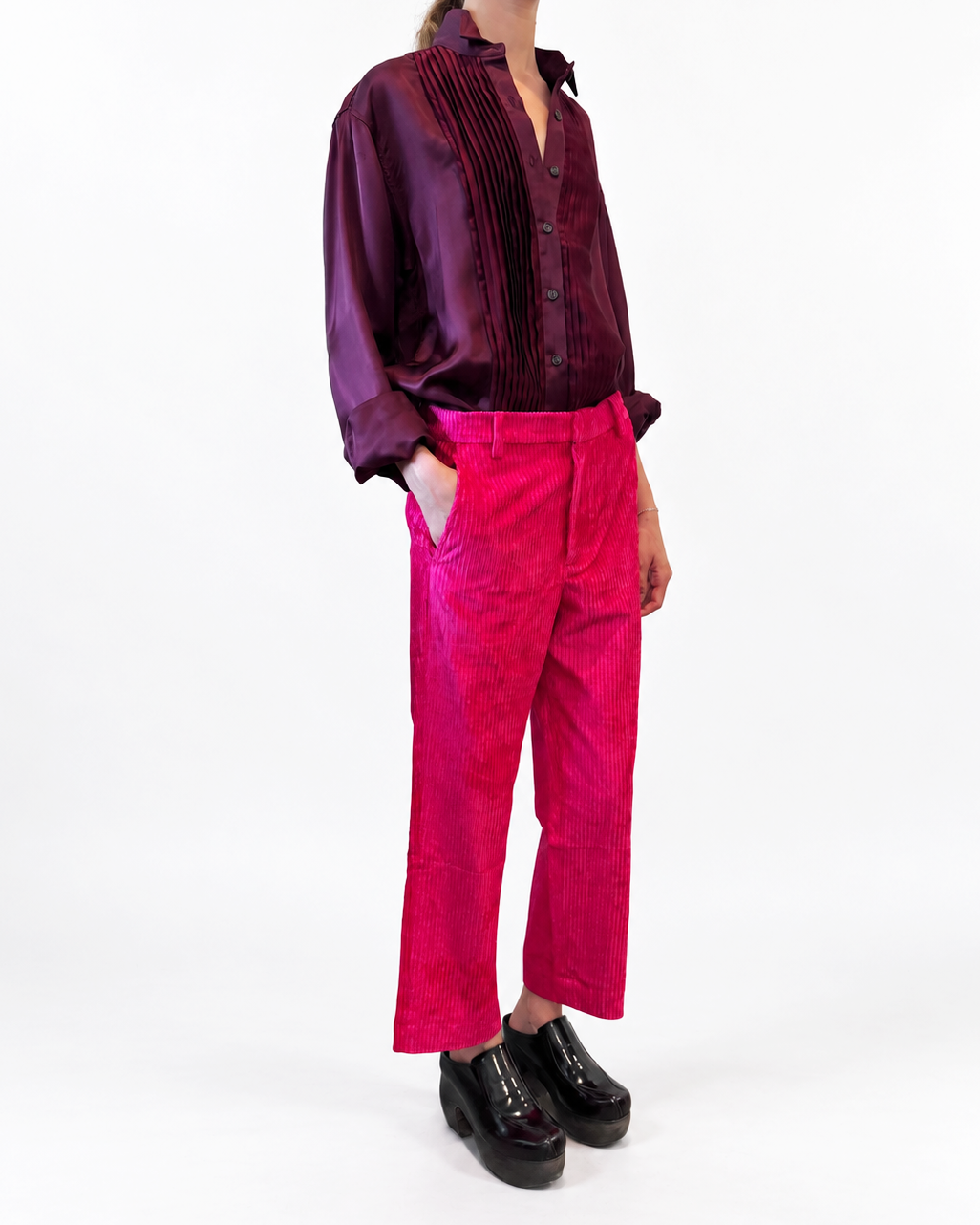 Tailored Cropped Pants in Pink Cadillac