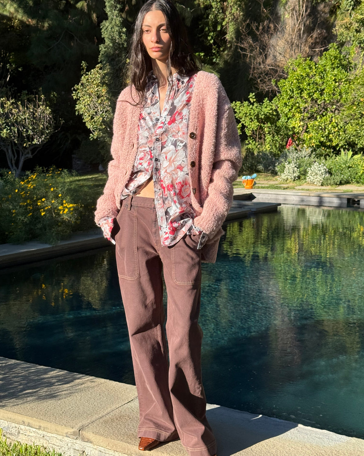 Oversized Cardigan in Powder Pink