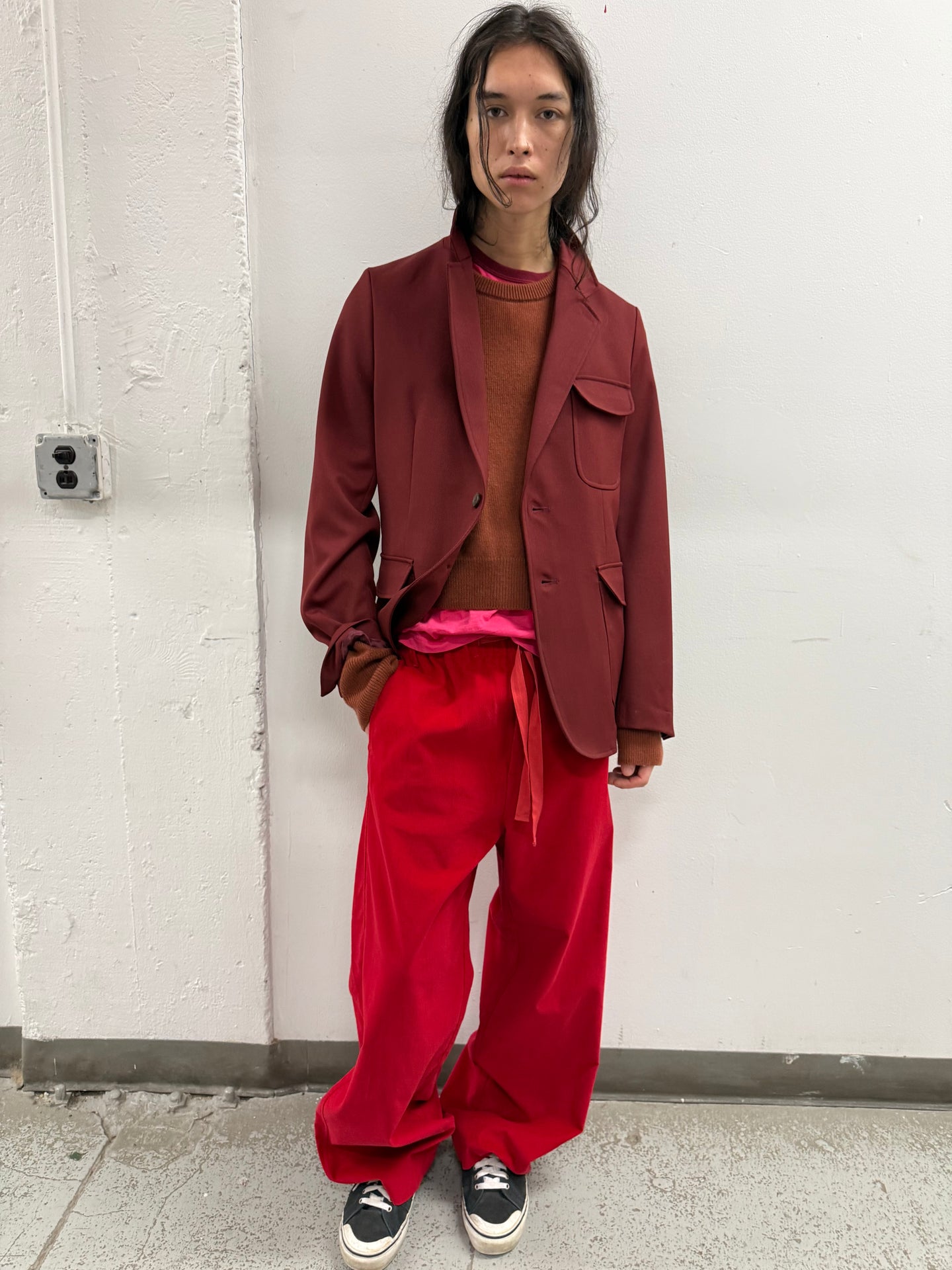 Cord Drawstring Pants in Red Carpet