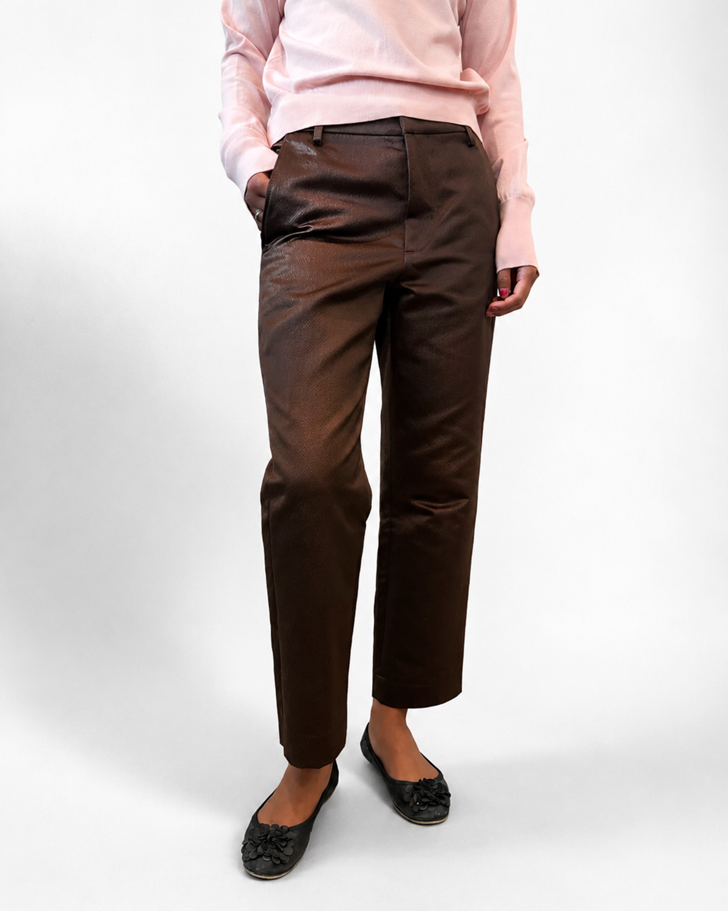 Hammered Cropped Trouser in Mulholland Mocha